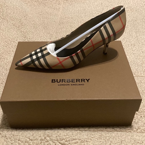 Vintage Check Leather Point-toe Pumps - Picture 1 of 4